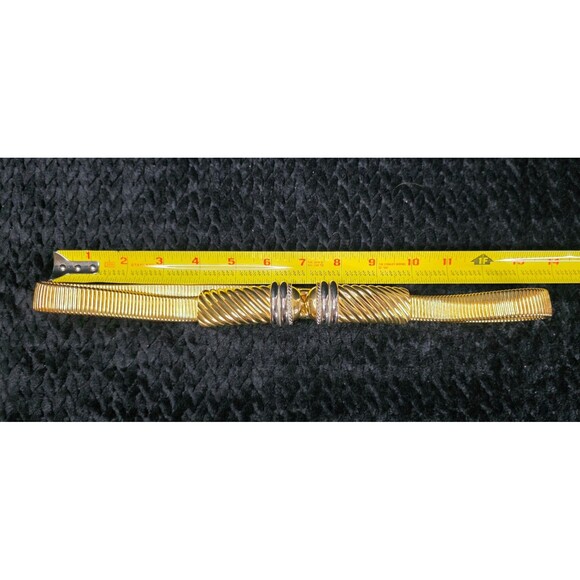 Vintage 1980s Gold-Tone Stretch Belt w/ Silver Accents – 29" - Picture 7 of 7